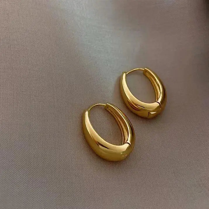 Vintage Oval Gold Plated Earrings