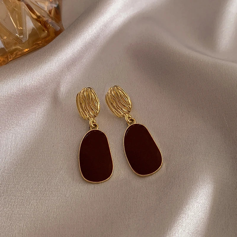 Vintage Wine Red Pearl Earrings