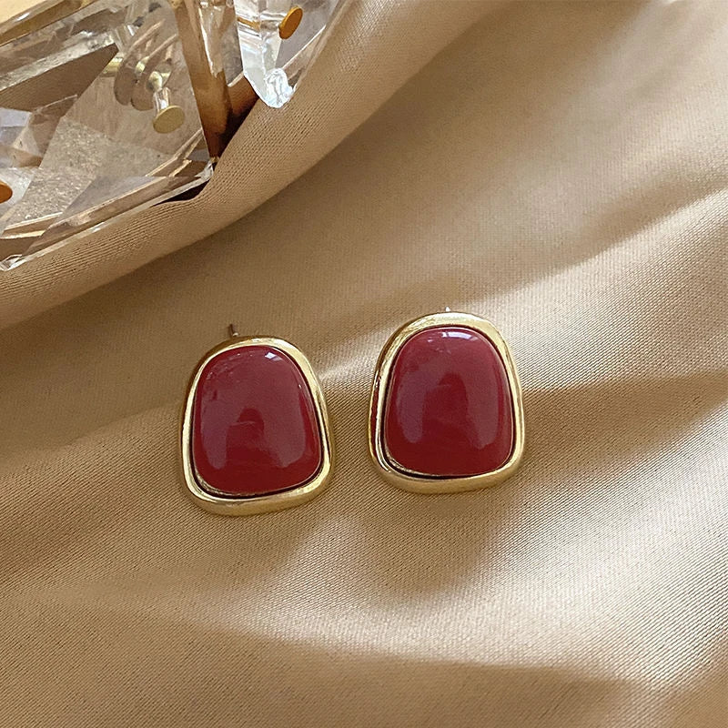 Vintage Wine Red Pearl Earrings